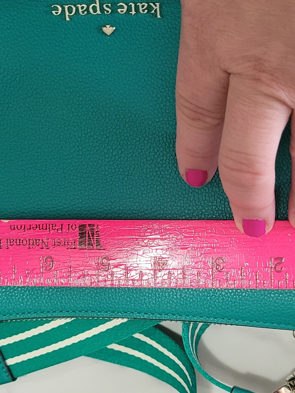 Kate Spade Teal Pebbled Leather Crossbody with Striped Strap - Picture 10 of 10